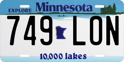 MN license plate 749LON