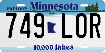 MN license plate 749LOR