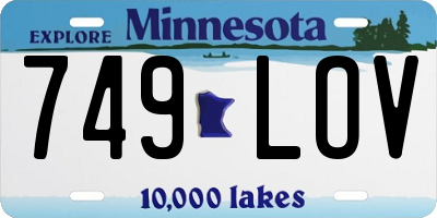 MN license plate 749LOV