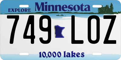 MN license plate 749LOZ