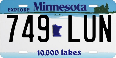 MN license plate 749LUN