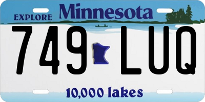 MN license plate 749LUQ
