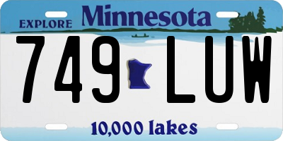 MN license plate 749LUW