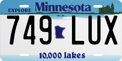 MN license plate 749LUX