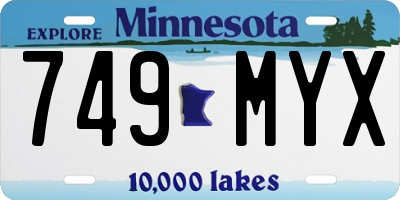 MN license plate 749MYX