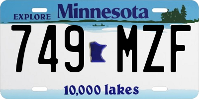 MN license plate 749MZF