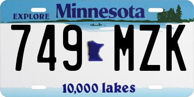 MN license plate 749MZK