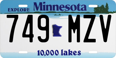 MN license plate 749MZV