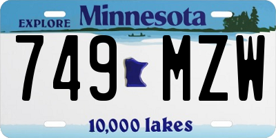 MN license plate 749MZW