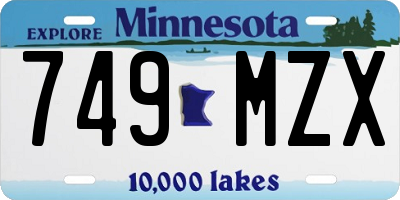 MN license plate 749MZX