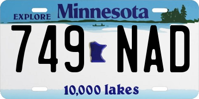 MN license plate 749NAD