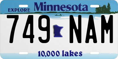MN license plate 749NAM