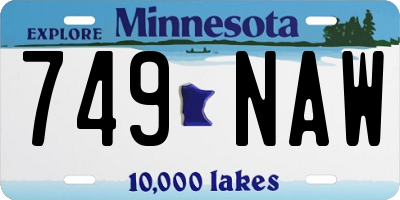 MN license plate 749NAW