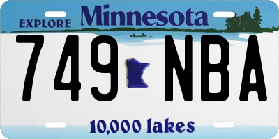 MN license plate 749NBA