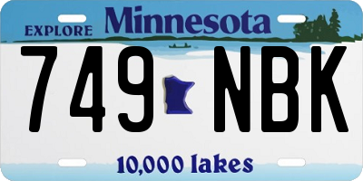 MN license plate 749NBK