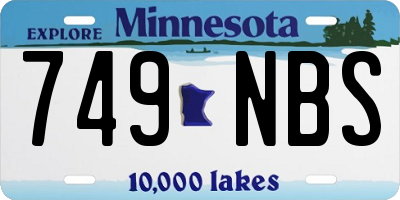 MN license plate 749NBS