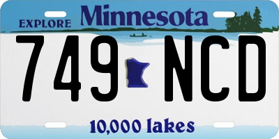 MN license plate 749NCD