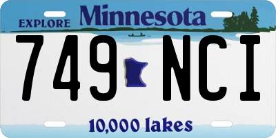 MN license plate 749NCI