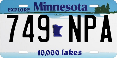 MN license plate 749NPA