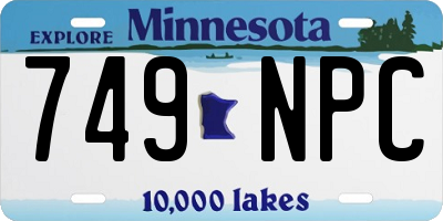 MN license plate 749NPC
