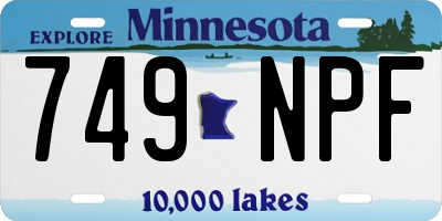 MN license plate 749NPF