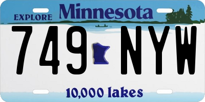MN license plate 749NYW