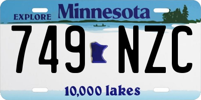 MN license plate 749NZC