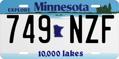 MN license plate 749NZF