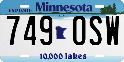 MN license plate 749OSW