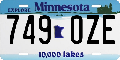 MN license plate 749OZE