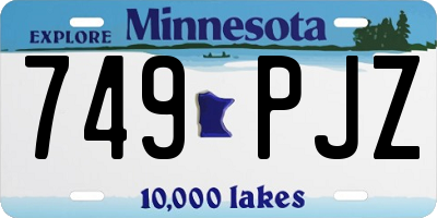 MN license plate 749PJZ