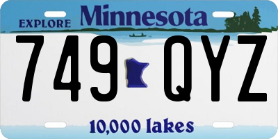 MN license plate 749QYZ