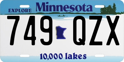 MN license plate 749QZX