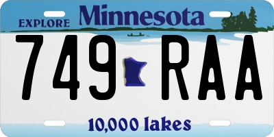 MN license plate 749RAA