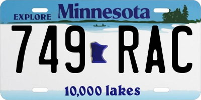 MN license plate 749RAC
