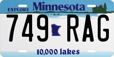 MN license plate 749RAG