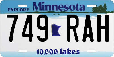 MN license plate 749RAH