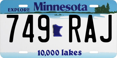 MN license plate 749RAJ