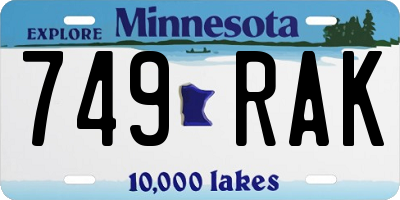 MN license plate 749RAK