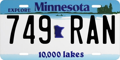 MN license plate 749RAN