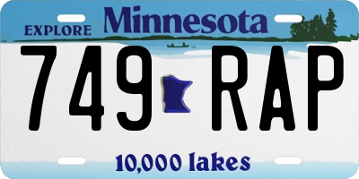 MN license plate 749RAP