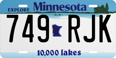 MN license plate 749RJK