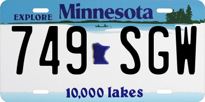 MN license plate 749SGW