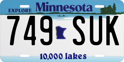 MN license plate 749SUK