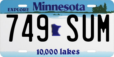 MN license plate 749SUM
