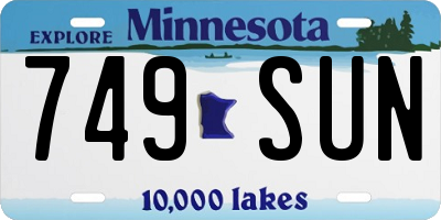 MN license plate 749SUN