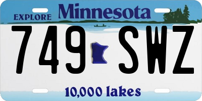 MN license plate 749SWZ