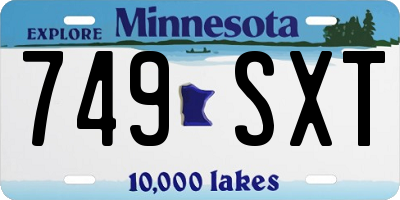 MN license plate 749SXT