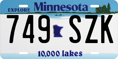 MN license plate 749SZK