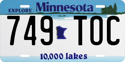 MN license plate 749TOC